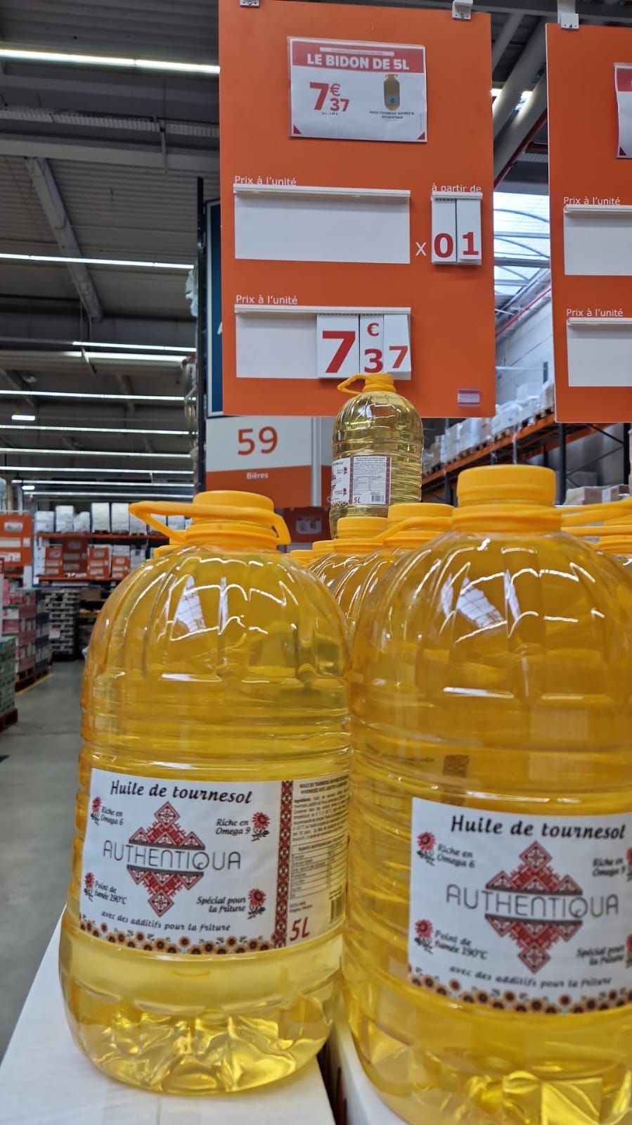 Huile de tournesol raffinée (rsfo régulier) en bouteilles de 5 l 